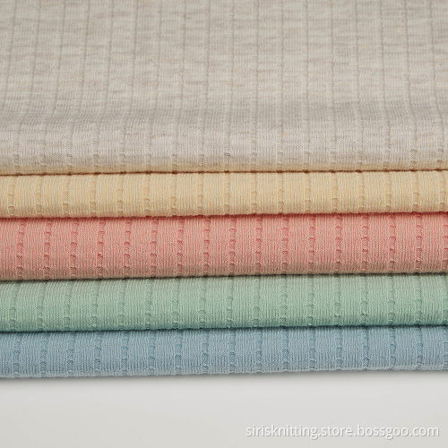 Ribbed Jacquard Cotton Polyester Spandex Jaquard Knit Fabric
